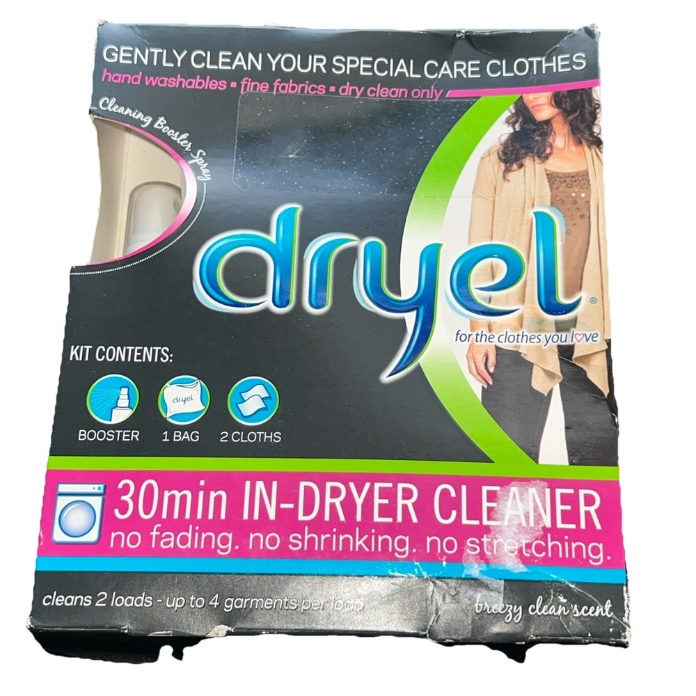 Dryel 30 min In-Dryer Cleaner Booster 2 Loads Kit Breezy Clean Scent New